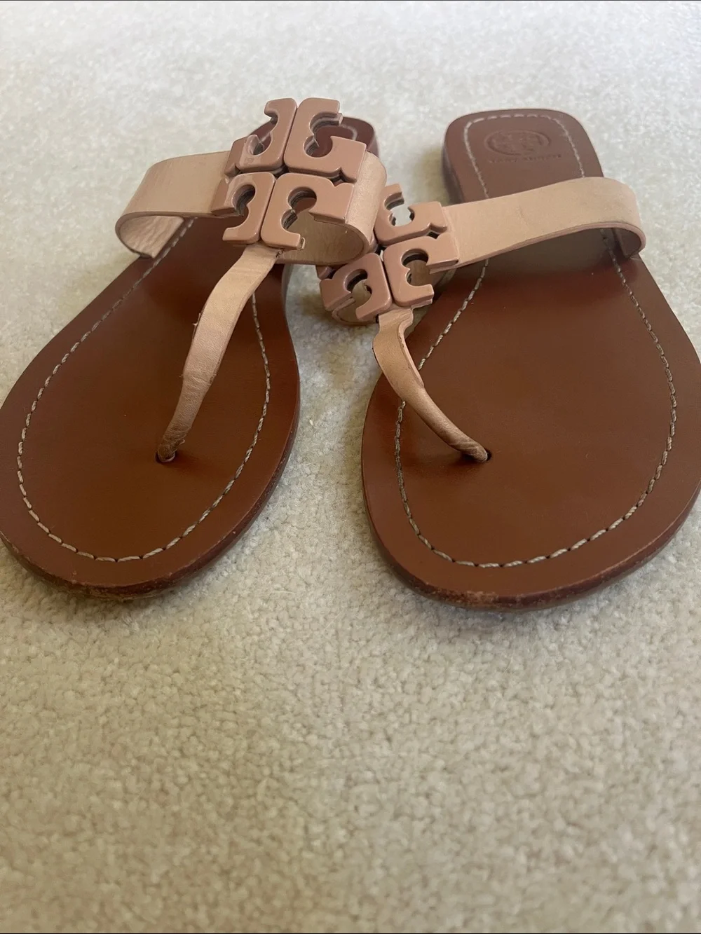Tory Burch Leather Thong Sandals in Brown and Nude